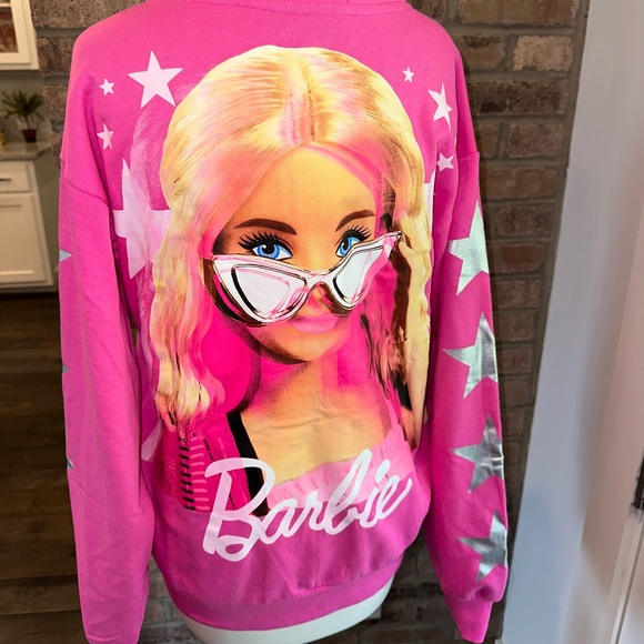 ✨NWT✨ Host Pick 💖 Barbie Hot Pink Hoodie Sweatshirt Jacket with Stars Sleeves - Picture 9 of 10